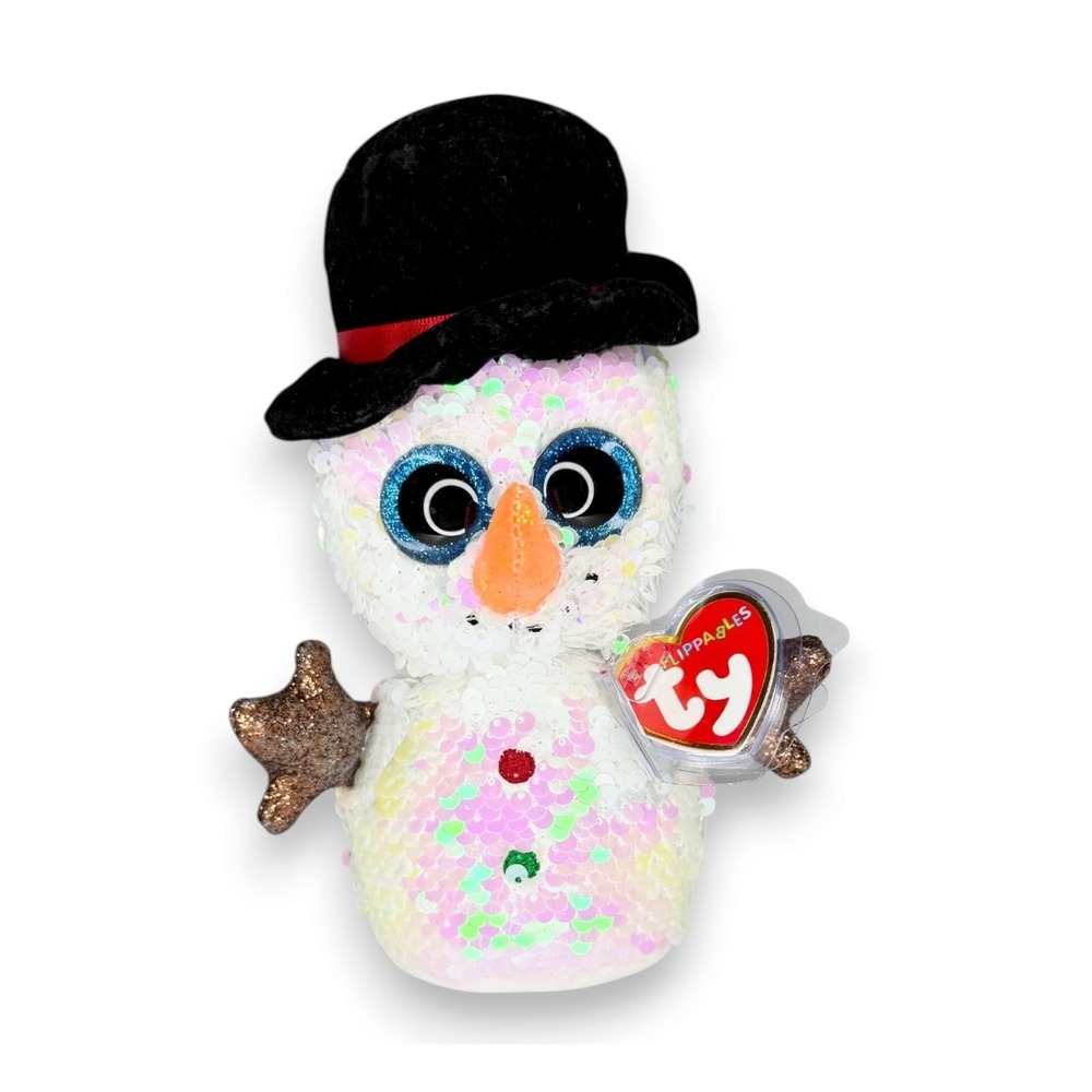 Melty the Snowman | Sparkling Winter Friend | Mint Heart Tag TY Flippables